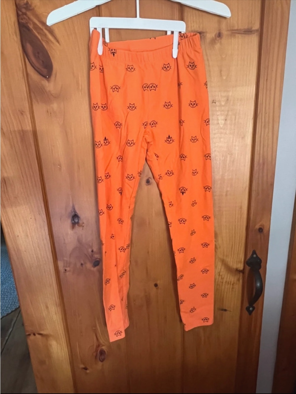 Cat & Jack Orange Leggings with Black Cat Faces